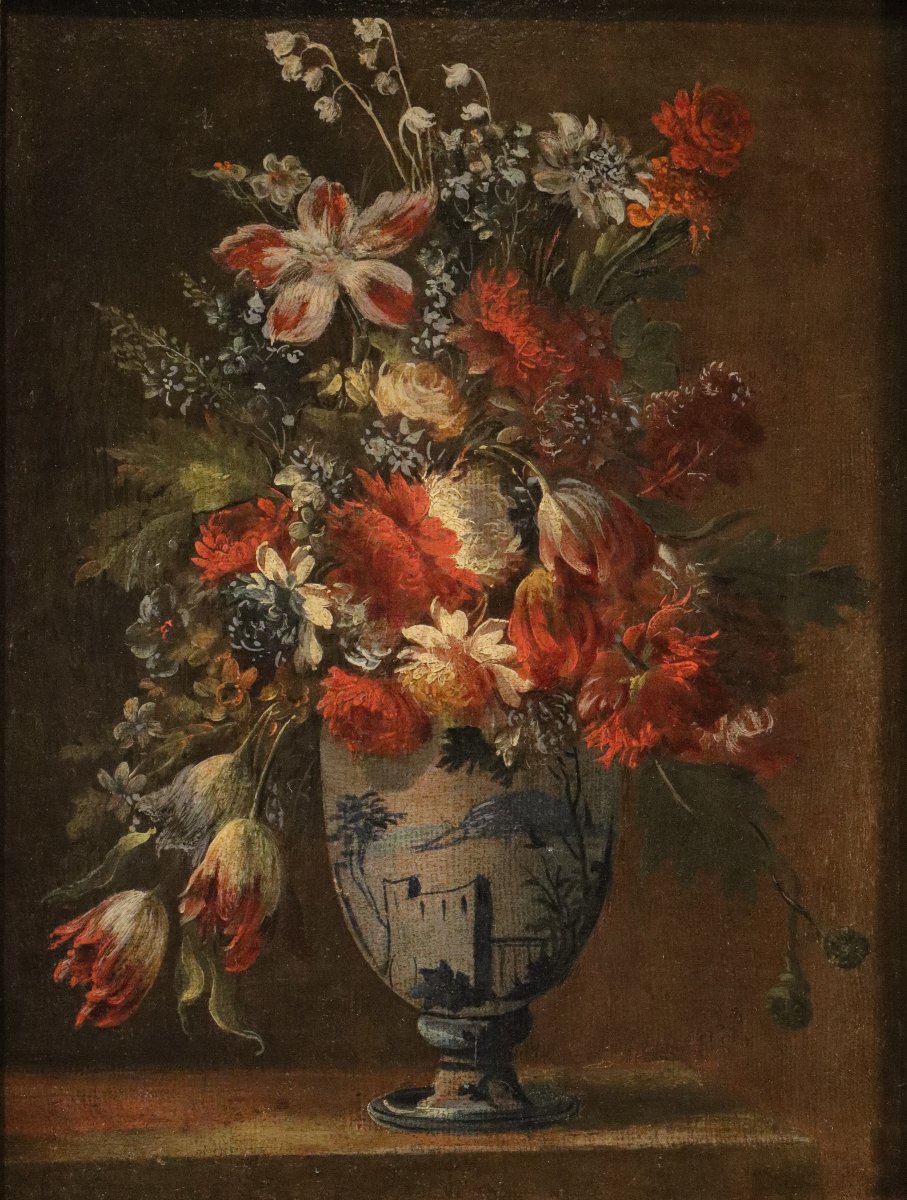 Pair Of Still Lifes With Flowers, Francesco Lavagna (naples, 1684–1724)-photo-3