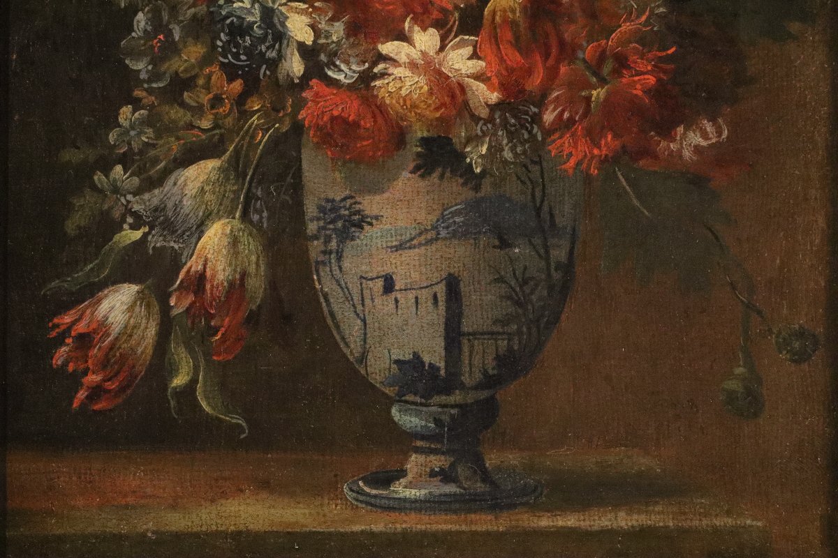 Pair Of Still Lifes With Flowers, Francesco Lavagna (naples, 1684–1724)-photo-4
