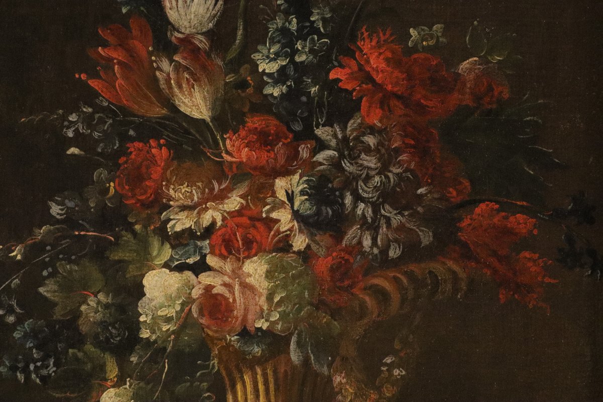 Pair Of Still Lifes With Flowers, Francesco Lavagna (naples, 1684–1724)-photo-3
