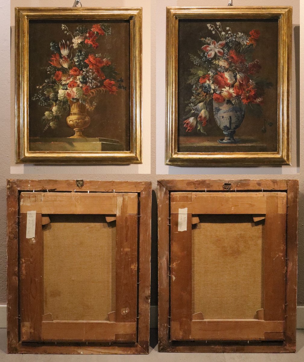 Pair Of Still Lifes With Flowers, Francesco Lavagna (naples, 1684–1724)-photo-8