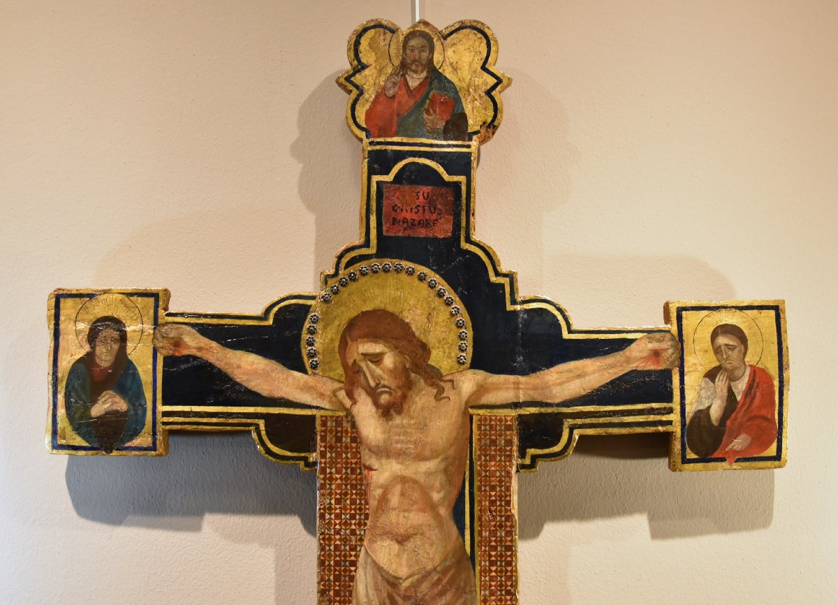 Antique Crucifix With God The Father, The Virgin Mary, And Saint John-photo-2