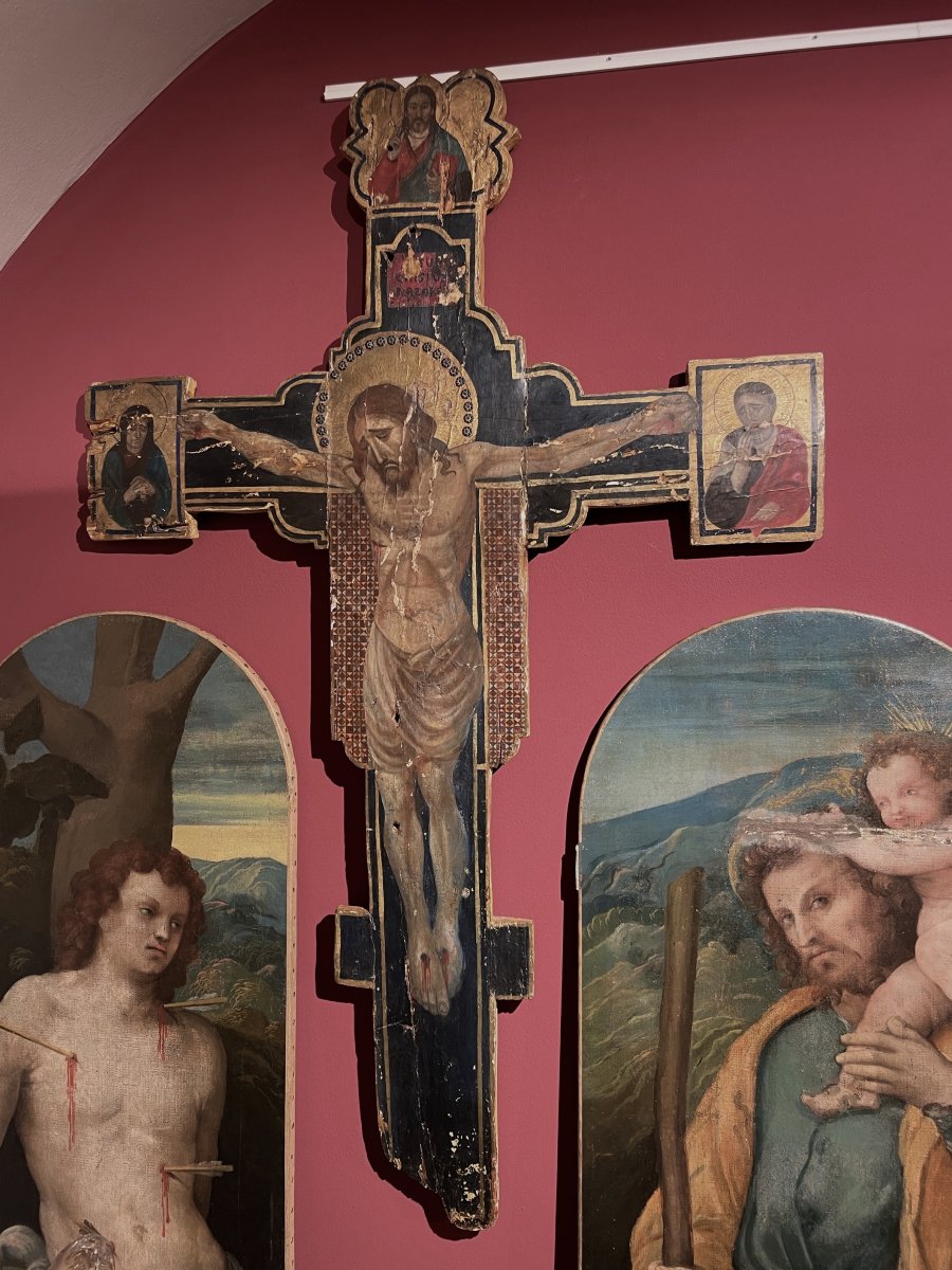 Antique Crucifix With God The Father, The Virgin Mary, And Saint John-photo-8