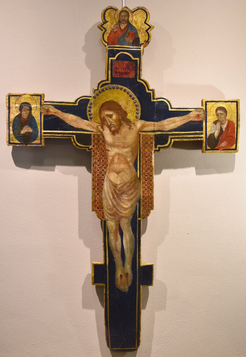Antique Crucifix With God The Father, The Virgin Mary, And Saint John