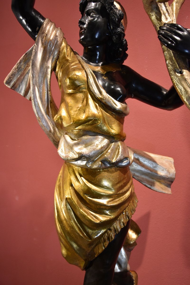 Sculpture Ancienne 'Femme Maure', Venise XIXe siècle (avec support)-photo-2