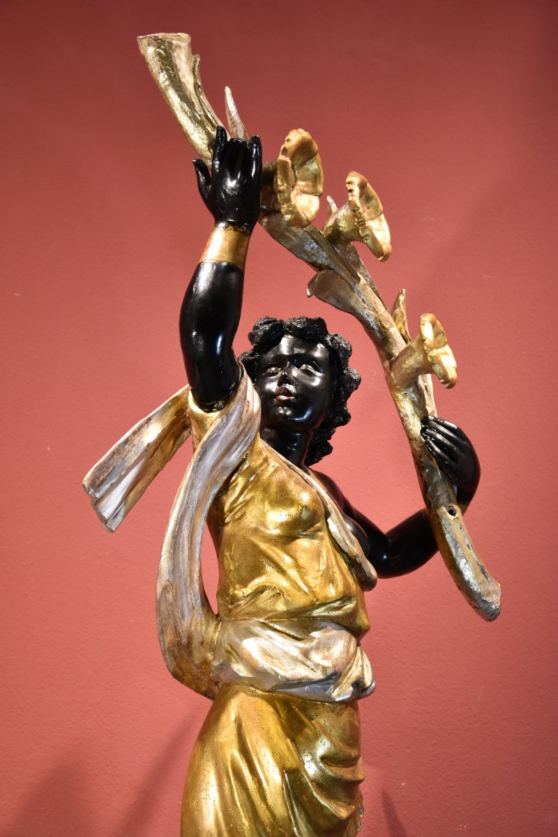 Sculpture Ancienne 'Femme Maure', Venise XIXe siècle (avec support)-photo-6