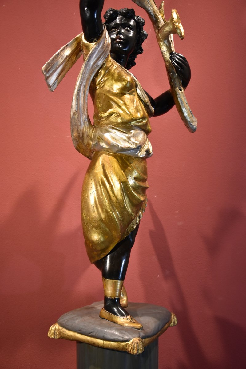 Sculpture Ancienne 'Femme Maure', Venise XIXe siècle (avec support)-photo-7