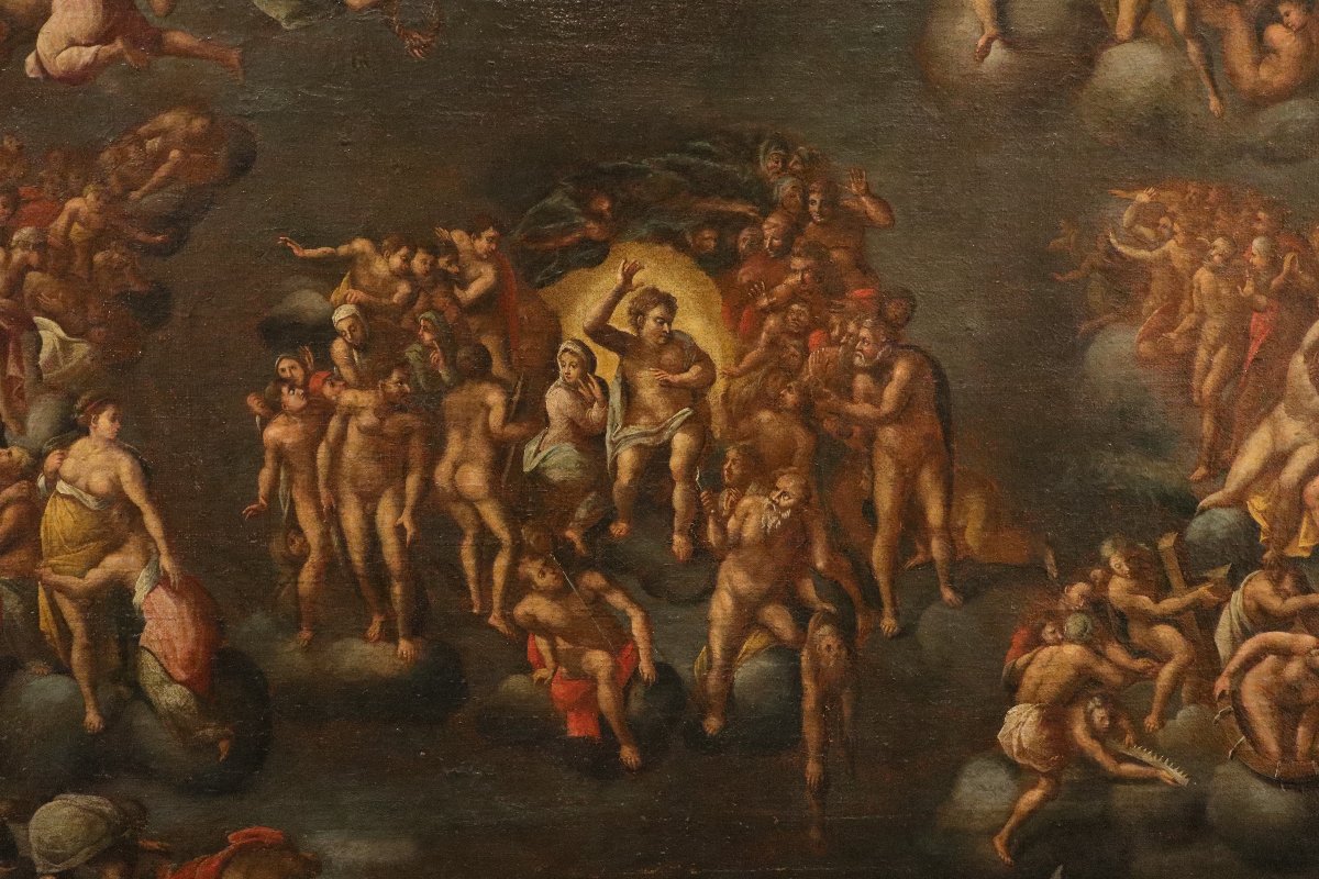 The Last Judgment (after Michelangelo), 17th-century Roman Painter-photo-3