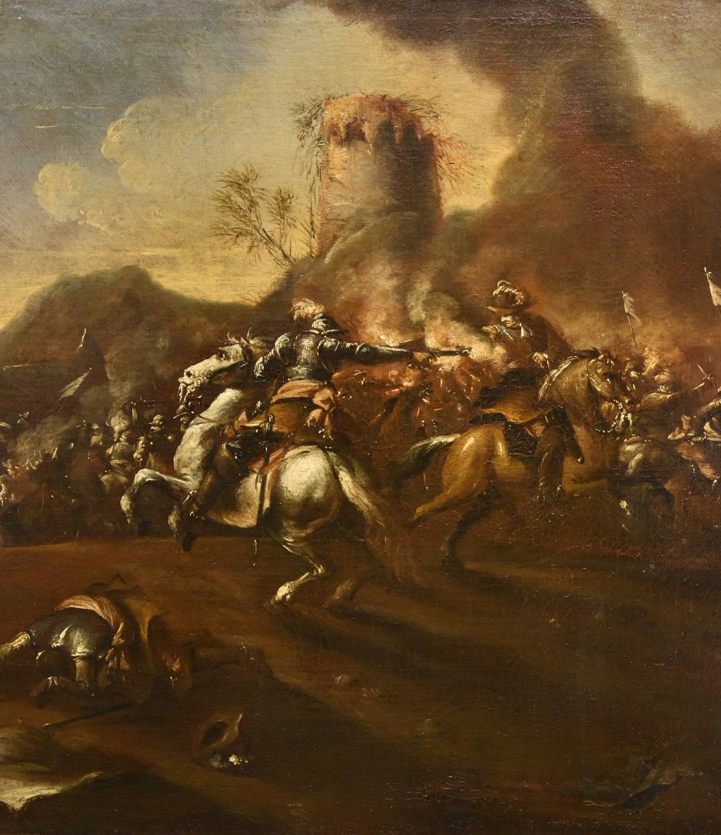 Battle Scene With A Clash Between Knights, Francesco Graziani (active In Naples And Rome, 17th Century)-photo-3