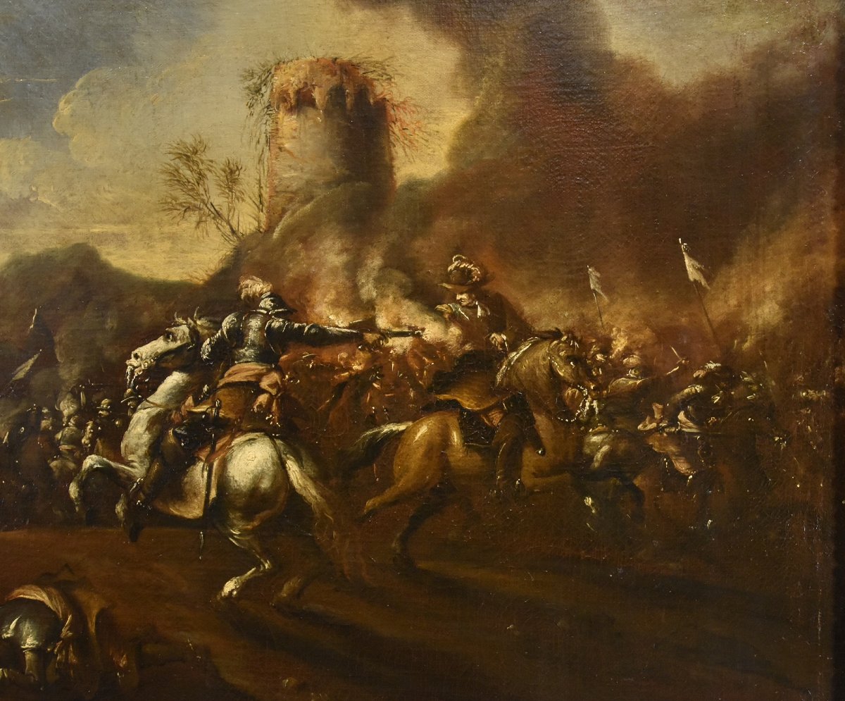 Battle Scene With A Clash Between Knights, Francesco Graziani (active In Naples And Rome, 17th Century)-photo-1