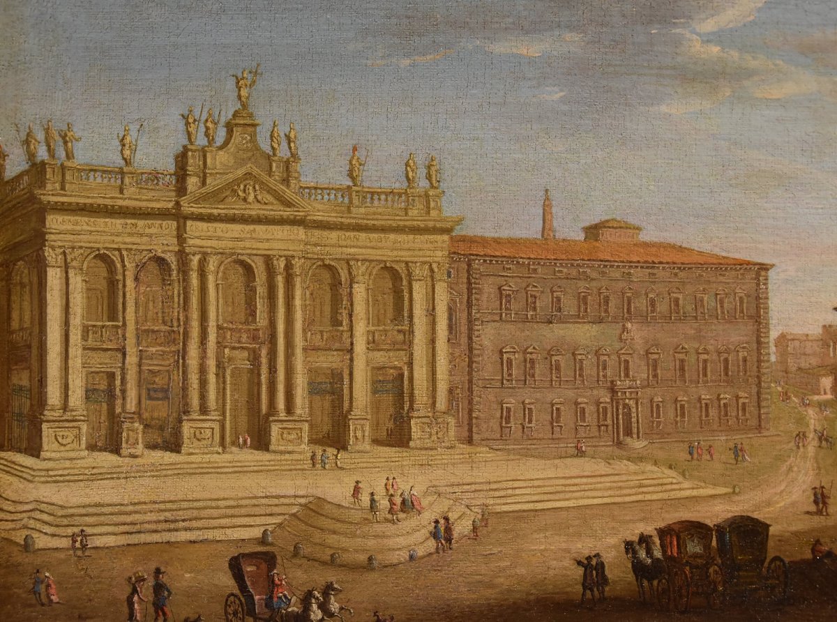 View Of Rome With St. John Lateran, Giacomo Van Lint (rome 1723–1790), Attributed To-photo-4