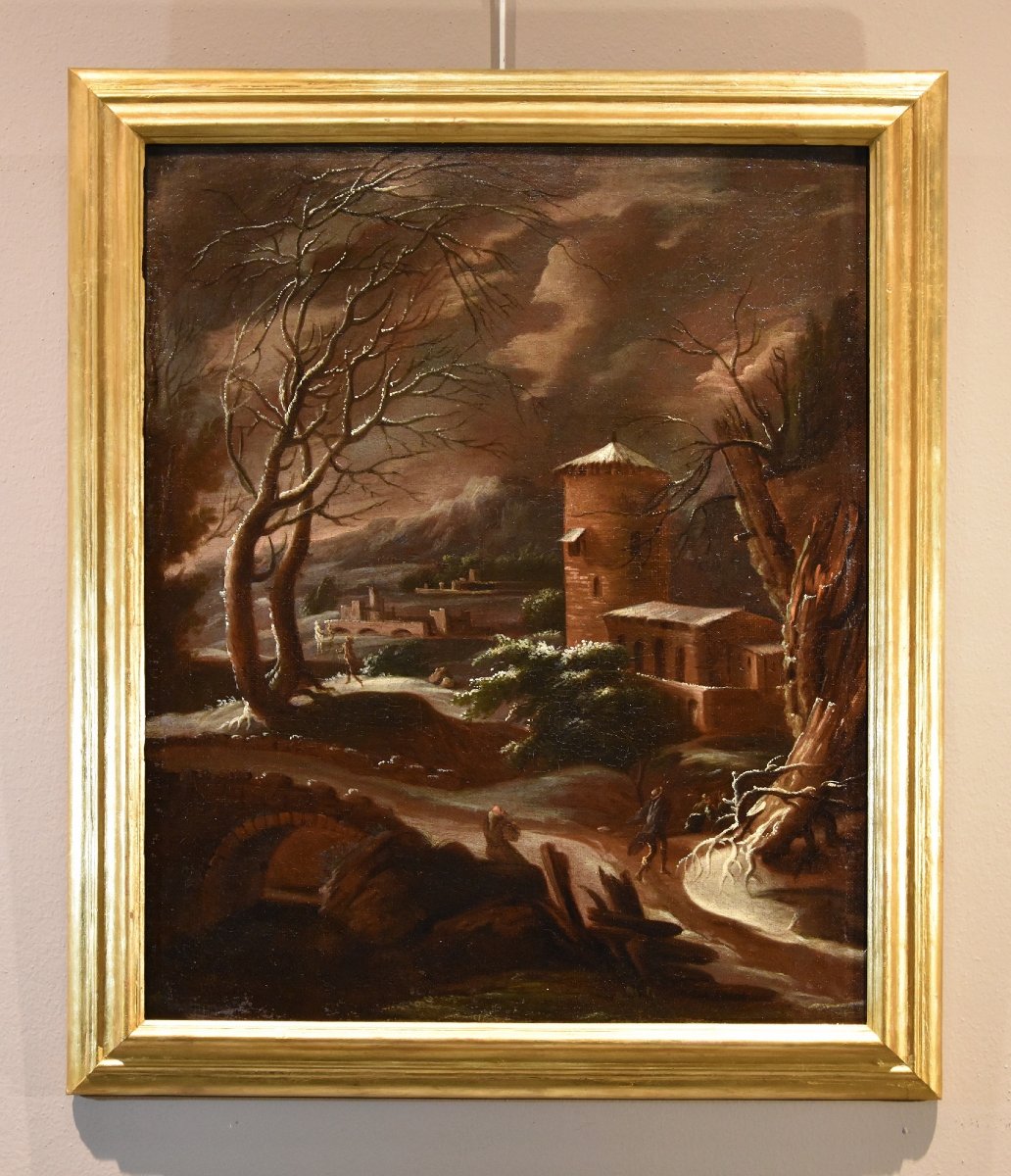 Paysage d'Hiver, Francesco Foschi (ancône, 1710 - Rome, 1780) Attribuable-photo-2