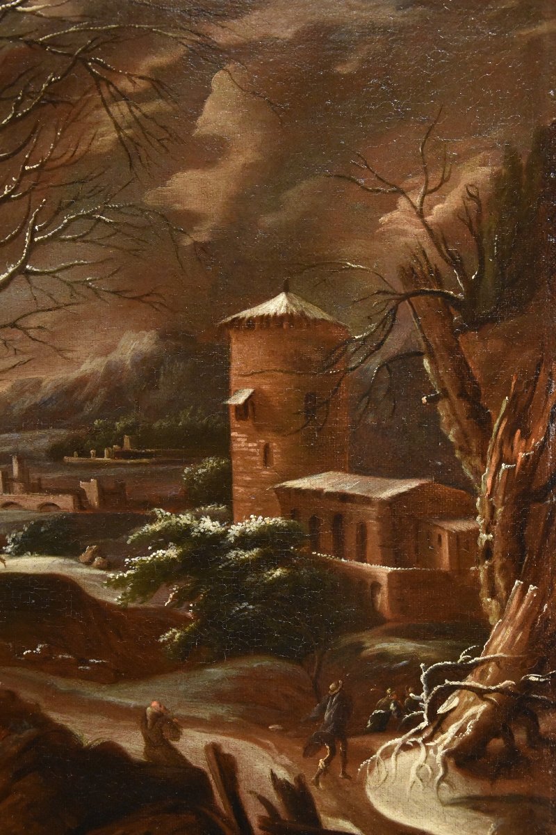 Paysage d'Hiver, Francesco Foschi (ancône, 1710 - Rome, 1780) Attribuable-photo-3