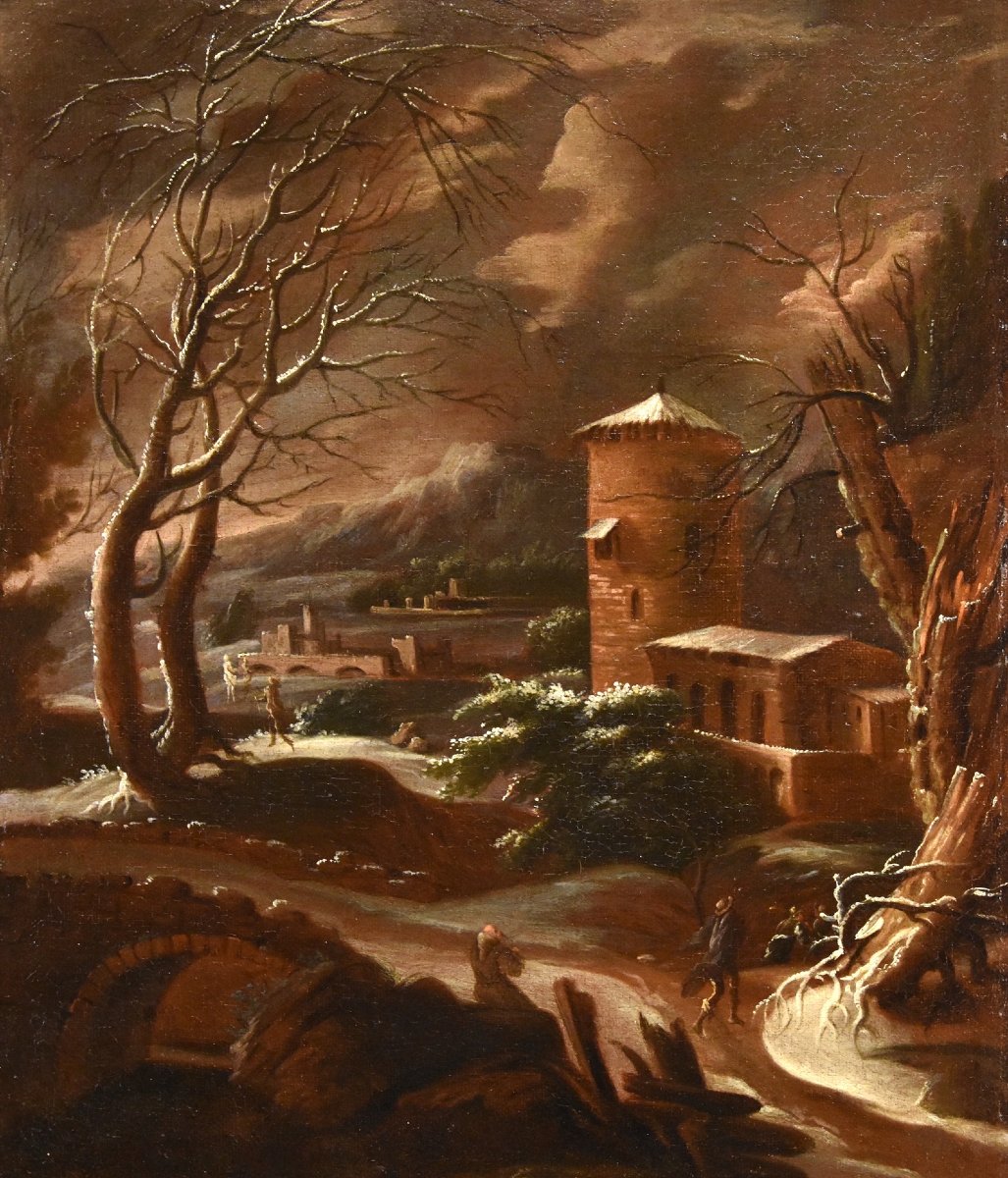 Paysage d'Hiver, Francesco Foschi (ancône, 1710 - Rome, 1780) Attribuable-photo-4