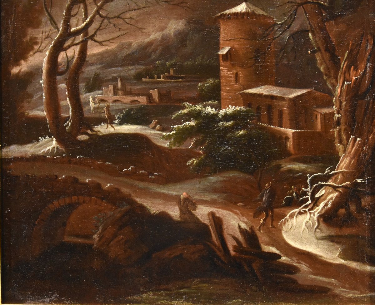 Paysage d'Hiver, Francesco Foschi (ancône, 1710 - Rome, 1780) Attribuable-photo-3