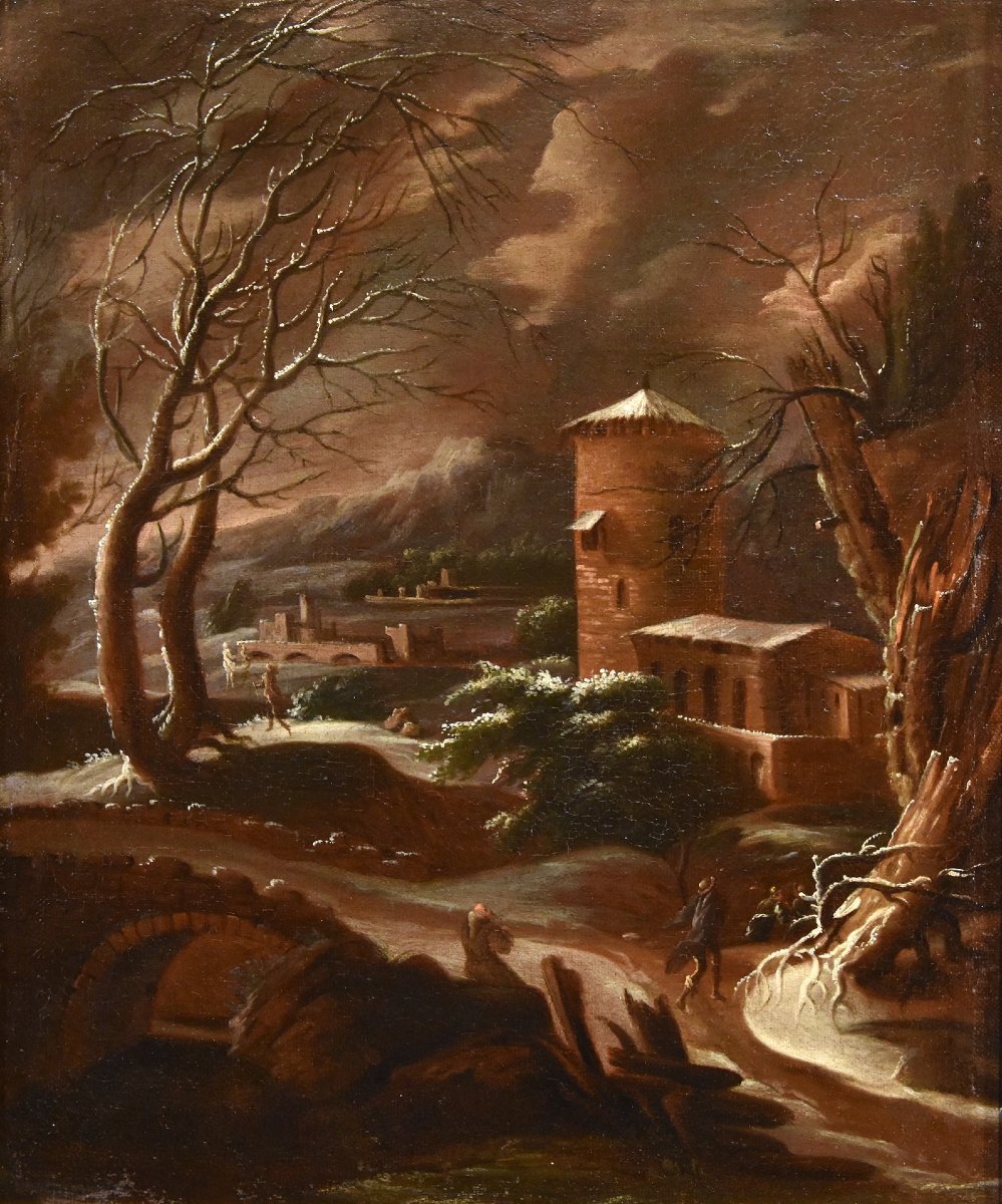 Paysage d'Hiver, Francesco Foschi (ancône, 1710 - Rome, 1780) Attribuable