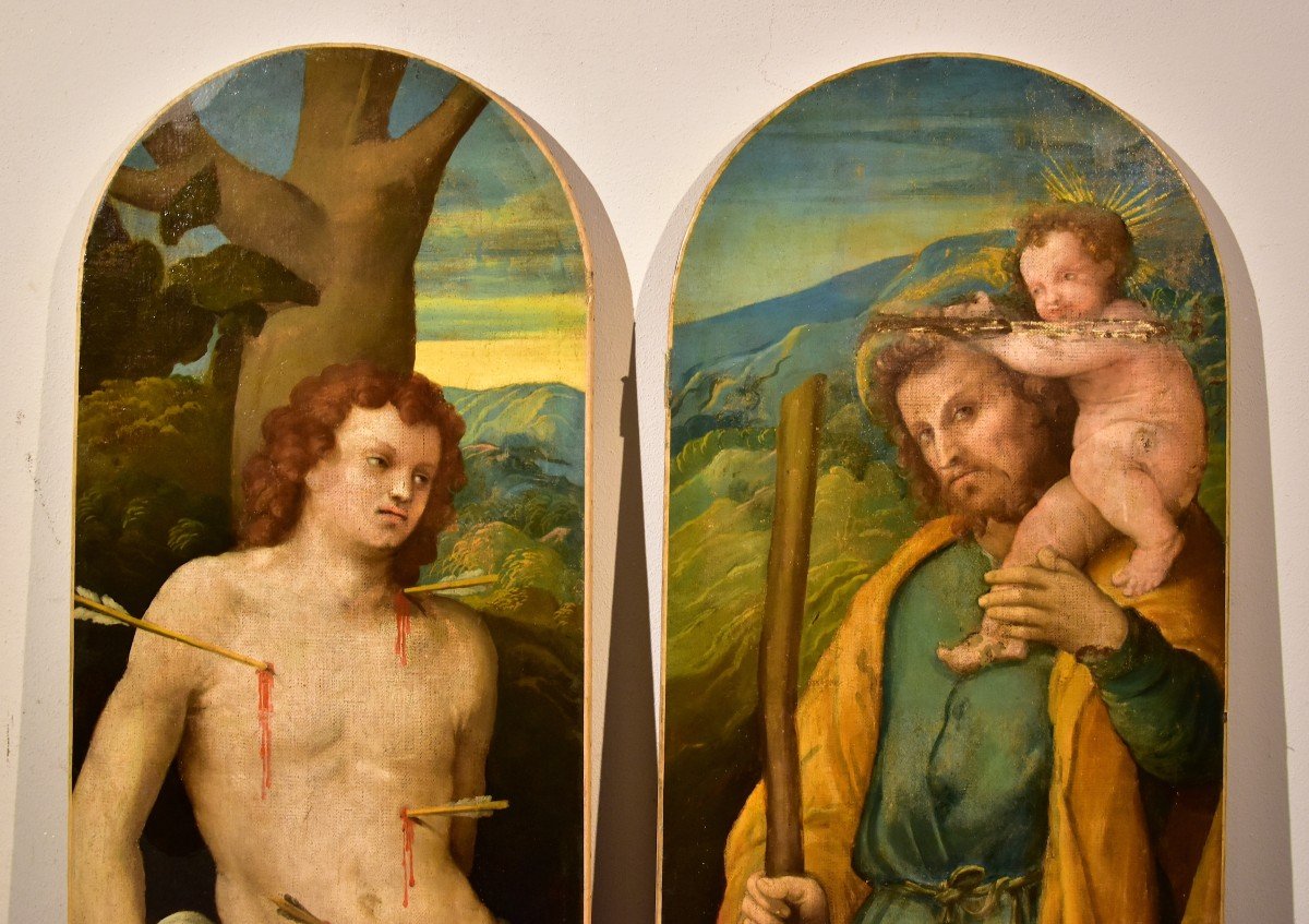 Zenone Veronese (verona, 1484 - Salò Around 1542), San Sebastiano And San Cristoforo-photo-1