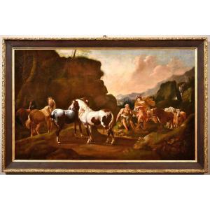 Johann Heinrich Roos (1631 -1685), Paysage Avec Le Mythe De Mercure Et Batto