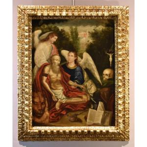 Saint Jerome Supported By Two Angels, Early 17th Century Venetian Painter