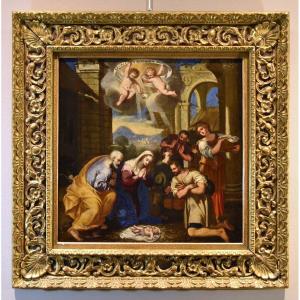 Nativité Avec Adoration Des Bergers, Giacinto Gimignani (Pistoia, 1606 - Rome, 1681) Atelier De