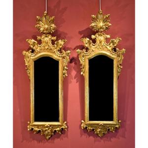 Pair Of Mirrors (italy, Venice) 18th Century (height Cm. 130)