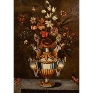 Fleurs Dans Un Vase Classique, Maître Du Vase Aux Grotesques (rome, XVIIe Siècle)