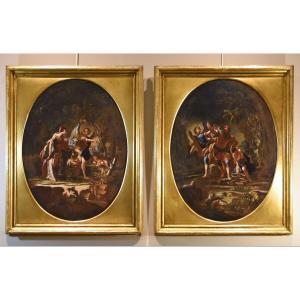 Hagar Et l'Ange/le Sacrifice d'Isaac, Maître Napolitain Du XVIIIe Siècle