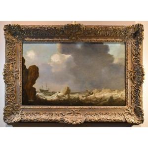 Seascape With Ships, Julius Porcellis (rotterdam 1610 – 1645 Leiden) Attributable 