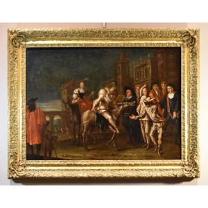Carnival In Venice With Harlequin, Marco Marcola (verona, 1711 - 1780)