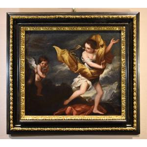 La nymphe Daphné avec Cupidon, École romaine XVIIe/XVIIIe siècle