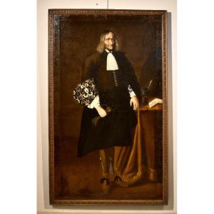 Portrait En Pied De Giacomo Pesenti, Carlo Ceresa (bergame 1609 - 1679) Attribuable à