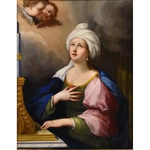 Sainte Cécile Et Deux Angelots, Lucas De La Haye Dit Luca Fiammingo (Nivelles 1612 -Rome 1682) 