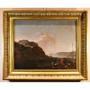 Thomas Wyck (1616 - 1677) Signé, Vue côtière de la Méditerranée