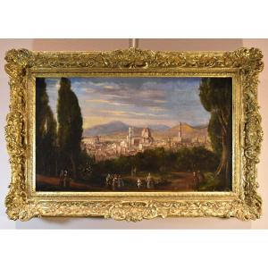Vue panoramique de Florence, Peintre paysagiste du XVIIIe-XIXe siècle