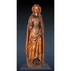 Wooden Sculpture, Saint Catherine, Lower Rhine, Circa 1480