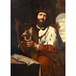 Le roi David jouant de la harpe, Ignacio de Ríes (Séville, 1612 - 1661) Attribuable