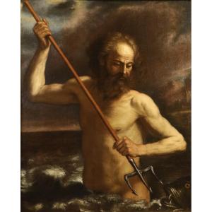 Neptune On The Waves Of The Ocean, Guercino (cento, 1591 – Bologna, 1666) Workshop