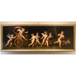 Jeu d'amours avec le char de Vénus, Francesco Albani (Bologne, 1578 - 1660) Atelier de