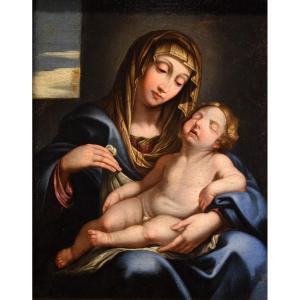 Madonna And Child Asleep, Giovan Battista Salvi (1609–1685), Cerchia