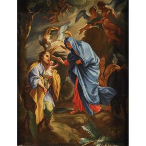The Holy Family With Angels (sketch), Attributed To Andrea Lanzani (milan, 1641–1712)