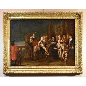 Carnaval à Venise avec Arlequin, Marco Marcola (Vérone, 1711 - 1780)