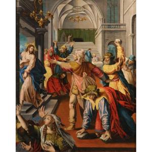 Christ Expelled From The Temple In Jerusalem, Workshop Of Maarten De Vos (antwerp, 1532–1603)