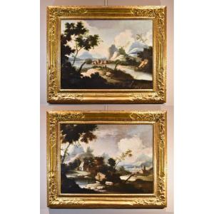 Paysages arcadiens avec personnages, Marco Ricci (Belluno 1676 – Venise 1730) cercle