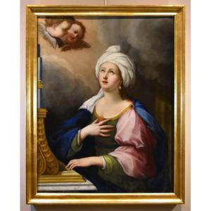 Sainte Cécile Et Deux Angelots, Lucas De La Haye Dit Luca Fiammingo (Nivelles 1612 -Rome 1682)