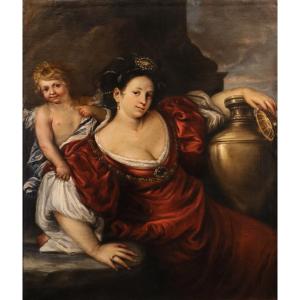 La reine Artémise avec un cupidon, Francesco Cairo (Milan, 1607 - 1665) atelier de