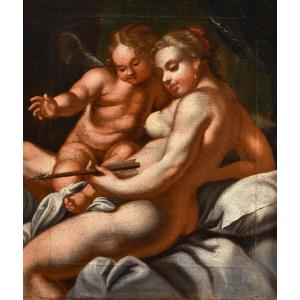 Vénus et Cupidon, Peintre vénitien du XVIIe-XVIIIe siècle