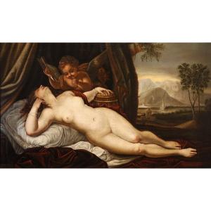 Vénus endormie avec Cupidon, Alessandro Varotari, «le Padovanino» (1588 - 1649) Atelier