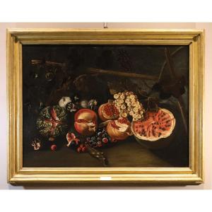 Still Life With Fruit, Michele Pace, Known As Michelangelo Del Campidoglio (rome, 1625–1669)