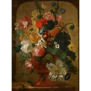 Vase de fleurs avec des papillons dans une niche, Jan Van Huysum (Amsterdam, 1682 - 1749)