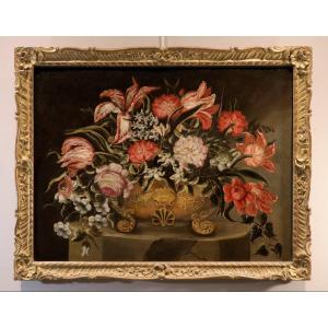 Maître des vases à grotesques (Rome XVIIe siècle), Composition florale