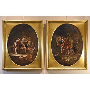 Hagar Et l'Ange/le Sacrifice d'Isaac, Maître Napolitain Du XVIIIe Siècle